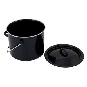 3L cuisine Extérieure couleur noire émail camping billy pot avec couvercle et anneau d'accrochage - Product Image 5