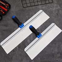 Ensemble de spatules à plâtre en acier inoxydable de 18 et 24 pouces, lame de raclage pour plaques de plâtre avec poignée souple pour racler la peinture murale