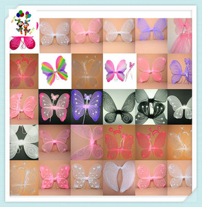 बच्चों की पार्टी फैंसी ड्रेस कॉस्टयूम हरा रंग चमकदार परी तितली पंख एचपीसी-2351 - Product Image 4