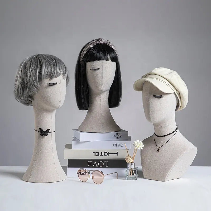 Wholesale Hat Glasses earring Wig Display Head Stand Mannequin Decorated Women White Plastic Wig Stand Mannequin Head