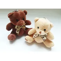 Vente en gros de mini porte-clés en peluche kawaii ours, décoration de sac, pendentif ours en peluche, jouets en peluche, porte-clés, poupées