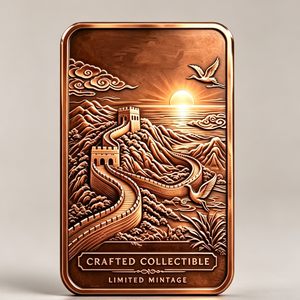 Barre de cuivre d'investissement rectangulaire de 1 kg, 99,9 % de cuivre pur, motif Grande Muraille en relief, pour les amateurs de métal - Product Image 4