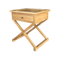HL509-CN Français Vintage Rustique Provincial Meubles En Bois De Chêne Massif X Croix Jambes Chambre Table De Chevet Table De Chevet avec Tiroir