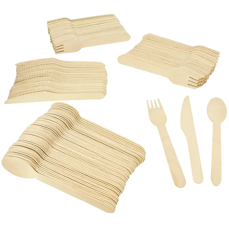 Forks Spoons Knives Cutlery, Disposable Utensils Eco Friendly Durable and Tree Free Alternative to Wooden Silverware