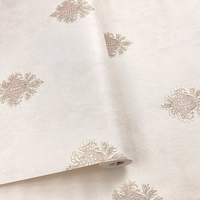 Wallpaper Damask 3D Non-woven Gaya Eropa Mewah Ringan dengan Lapisan Mengkilap untuk Dinding Latar Ruang Tamu Kamar Tidur Warna Pink Biru