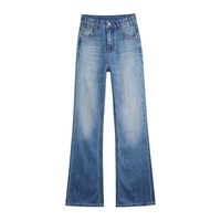 YUANBOFEI Nouveauté Jean vintage de haute qualité pour femme, coupe droite décontractée, déchiré, jambe large, taille haute, respirant, style hip-hop