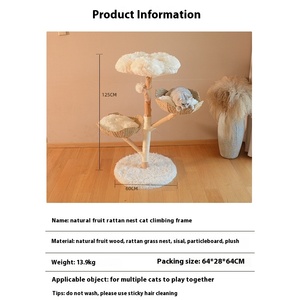 Mainan kucing kayu padat alami mewah, rak memanjat pohon kucing meja melompat gaya Modern kolom Sisal mewah - Product Image 5