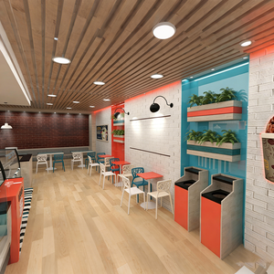 Airy Luxe Bakery & Coffee Market Stall Featuring Glass Display Case, Open Tiered Shelving, and Integrated Warm Lighting - Product Image 4