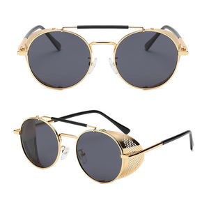 <span class=keywords><strong>Occhiali</strong></span> <span class=keywords><strong>da</strong></span> <span class=keywords><strong>Sole</strong></span> Steampunk Vintage di Alta Qualità con Doppia Montatura Rotonda in Metallo di Lusso per Uomo e Donna - Product Image 3