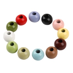 Perles en bois colorées à grand trou pour loisirs créatifs, décoration intérieure DIY, perles en vrac couleur bonbon, matériau pour arbre, procédé d'impression - Product Image 3