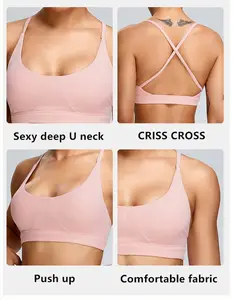 2024 Guangdong-Made Women's Cross Back Workout Sports Bra Breathable Lightweight Stretch Strappy For Adults