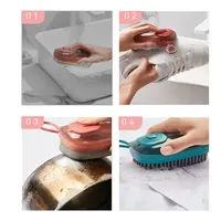 Brosse de nettoyage multifonctionnelle portable en plastique pour vêtements et chaussures, distributeur de savon liquide, brosse à linge hydraulique, brosse de nettoyage des mains