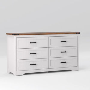 Cassettiera Doppia Sunrise a 6 Cassetti con Pannello Superiore Rustico, Larghezza 54\", per Camera da Letto e Soggiorno - Product Image 2