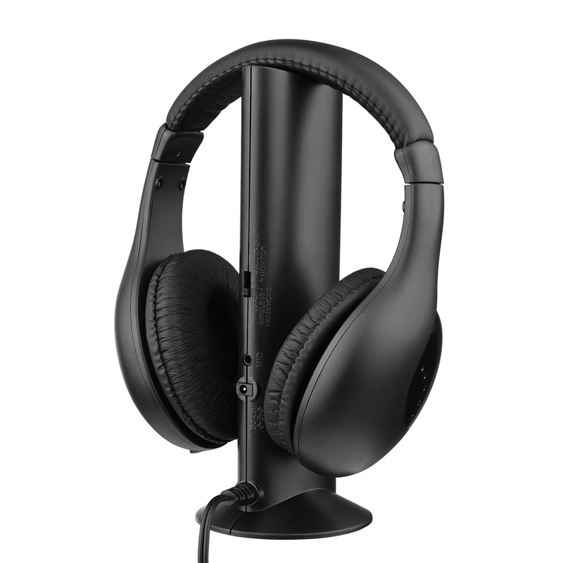 5-in-1 Multifunctional Wireless FM Hi-Fi Wireless Headphone Emitter & Receiver Set FM Radio TV Monitor Cordless Wired Headset