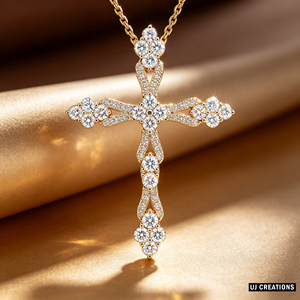 Collier chaîne de pull personnalisé en argent plaqué or 10K/14K/18K avec diamant CVD de laboratoire VS, pendentif croix, cadeau de fiançailles classique - Product Image 3