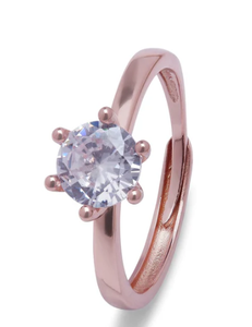 Rose Gold Plated 925 Sterling Silver Solitaire <b>Ring</b> <b>Adjustable</b> Women's <b>Ring</b> Minimalist Fine Jewelry Fashion Handmade - Product Image 3