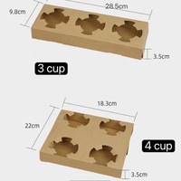 Bandeja de cartón corrugado Kraft para café, portavasos para llevar, soporte personalizado para 1-4 tazas con impresión para empaque de cafetería
