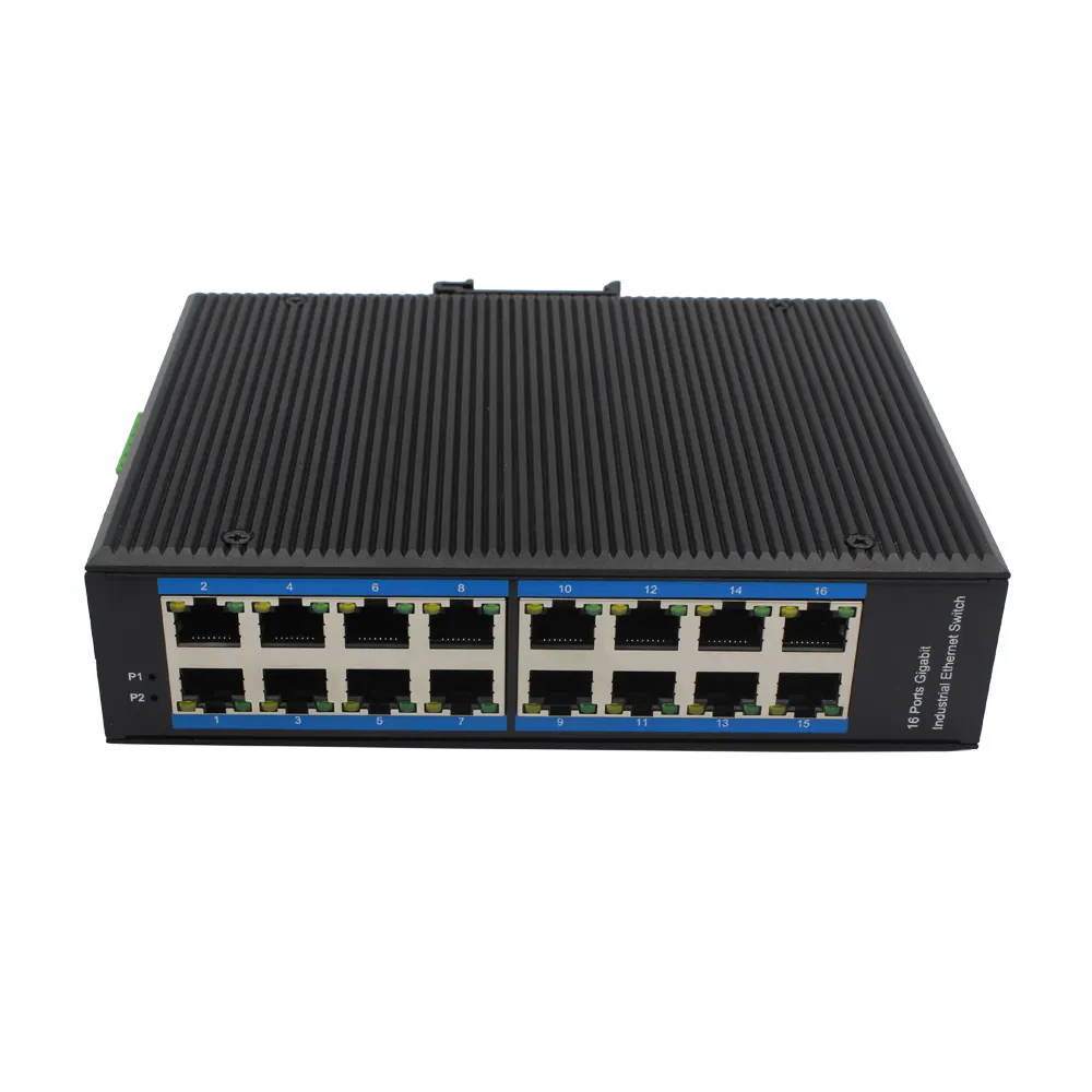 アンマネージド産業用ネットワークイーサネットスイッチ16*10/100/1000M RJ45スイッチDC10-47Vデュアル電源