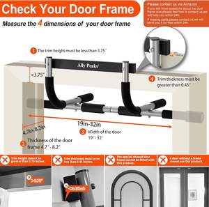मिश्र धातु स्टील पुल बार. अधिकतम सीमा 440 एलबीएस, मल्टी-पकड़ ताकत दरवाजा बार, 3-4 लोगों के लिए पोर्टेबल इनडोर होम जिम जिम - Product Image 4