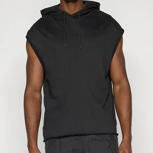 High Quality Eco-Friendly Breathable Cotton Fleece Anti-Wrinkle Quick Dry Men Gym Hoodie <b>Workout</b> Sleeveless <b>Hoodies</b> - Product Image 1