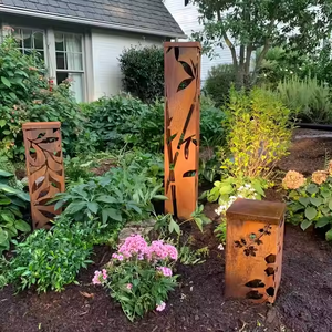 Lámpara LED Moderna para Jardín de Acero Corten, Baliza Decorativa para Caminos, Iluminación de Paisaje Resistente a la Intemperie, Impermeable, Estilo Art Deco - Product Image 1