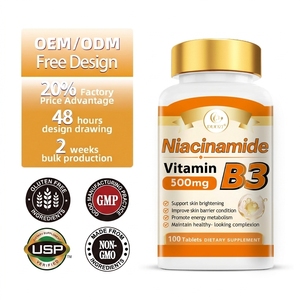 DUOZI Niacinamide Vitamine B3 500mg Comprimés 100 unités Sans gluten Complément alimentaire pour la santé de la peau - Product Image 1
