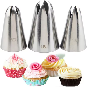 فوهات أنابيب الكيك بأشكال مختلفة 304 من الفولاذ المقاوم للصدأ أنابيب تجميد سلسة مجموعة ملحقات الخبز فوهات أنابيب - Product Image 3