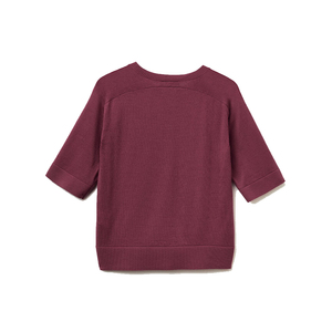 Pull léger en mélange de coton à manches courtes pour femme, couleur unie, tombé fluide, coupe décontractée, respirant, idéal pour superposer en hiver - Product Image 1