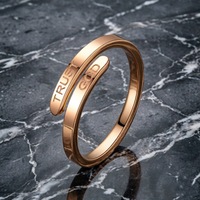 Edelstahl Offener Verstellbarer Ring mit Gravur Buchstaben Text Offener Wickel-Fingerring für Frauen Alltags- und Partyschmuck