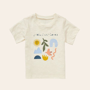 T-<span class=keywords><strong>shirt</strong></span> en coton biologique pour enfants, chemises personnalisées imprimées pour vêtements pour enfants, chemises décontractées durables pour garçons, t-shirts à manches courtes pour enfants - Product Image 5