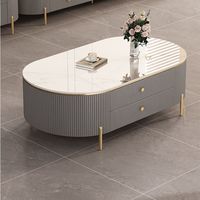 Meuble TV ovale en marbre et bois, ensemble de meubles noir et blanc, minimaliste, moderne, pour salon, écologique, durable, personnalisable