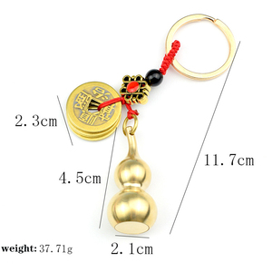 Pendentif porte-clés creux en cuivre et polyester, motif citrouille des Cinq Empereurs, avec inscription, pour clés de voiture - Product Image 5