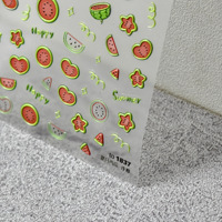 Tomoni – autocollants pour ongles en relief 5D, motif Animal, ours, lapin, pastèque, nœud, petite fille, Nail Art