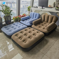 Sofá inflable Weilian para sala de estar, sofá cama de aire con juego de silla de bomba, sofá inflable portátil, muebles para el hogar
