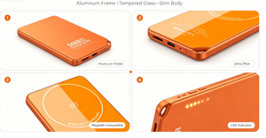 Batterie externe magnétique sans fil 5000 mAh PD20W, chargeur magnétique portable mince, batterie externe en verre trempé pour <span class=keywords><strong>iPhone</strong></span> - Product Image 2