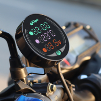 Voltmeter Digital Tampilan LED 3 in 1 Tahan Air, Pengukur Tegangan, Suhu, dan Waktu untuk Sepeda Motor