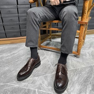 Zapatos Casuales de Hombre de Ante Vacuno con Borlas Personalizables Azules, Mocasines Penny de Una Pieza, Estilos de Vestir para Boda de Otoño, Sin Cordones, Puntiagudos - Product Image 1