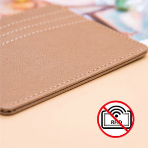 4 bolsillos incerts Delgado fácil de tomar Minimalista RFID Bloqueo de cuero personalizado Titular de la tarjeta de crédito - Product Image 4