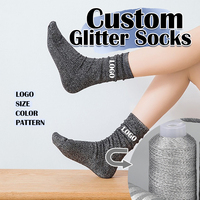 Chaussettes fantaisie personnalisées à logo, en lurex or et argent, pour femmes, en soie métallique brillante et scintillante