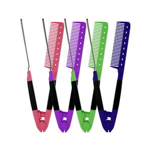 Peigne lissant en forme de V en fibre de carbone, outil de coiffage de qualité professionnelle avec dents en acier inoxydable pour usage professionnel - Product Image 1