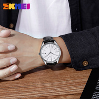 Skmei 9298 montres-bracelets de luxe pour hommes montre-bracelet en cuir à quartz analogique étanche pour hommes