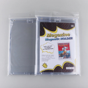Porte-cartes magnétique moderne à une touche avec fermeture à bouton de protection UV Porte-revues mural (acrylique transparent) - Product Image 4