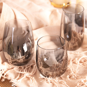 Macchina di alta qualità soffiato rotondo fumo grigio estetica all'ingrosso <span class=keywords><strong>caffè</strong></span> personalizzato succo di acqua tazza di vetro - Product Image 3