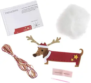 christmas decorating ornament free sample customized felt festive dachshund diy sewing kit for kids craft set