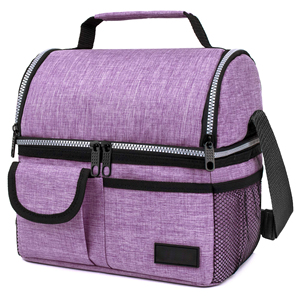 Colorful Insulated Lunch Box Container Double Compartment Picnic Lunch Pail Cooler Tote Bag With Shoulder Strap