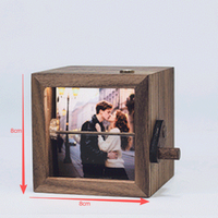 Nouvelle machine à photos et albums animés lumineuse en bois, personnalisée, à manivelle, pour retournement de pages, en boîte en bois, pour l'exportation