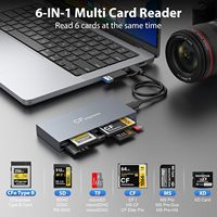 Adaptador de lector de tarjetas Thunderbolt de aluminio portátil de 3 puertos USB 3,1 Gen 2 10Gbps Compatible con tarjetas CFexpress XD y SD iPhone 15