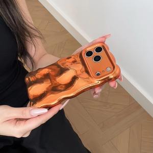 Custodia Morbida in TPU 3D con Effetto Onde d'Acqua e Meteorite per <span class=keywords><strong>iPhone</strong></span> Air <span class=keywords><strong>11</strong></span> 12 13 14 15 16 17 <span class=keywords><strong>Pro</strong></span> Max, Protezione Fotocamera, <span class=keywords><strong>Cover</strong></span> Lucida <span class=keywords><strong>Arancione</strong></span> - Product Image 2