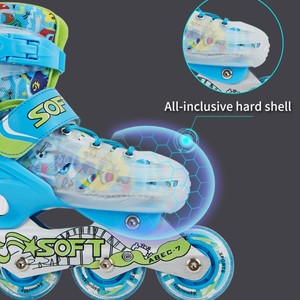 New Mềm Trẻ Em Nhôm Chất Lượng Cao Màu Hồng Màu Xanh Có Thể Điều Chỉnh <span class=keywords><strong>Inline</strong></span> <span class=keywords><strong>Skate</strong></span> Giày Cho Cô Gái Chàng Trai - Product Image 3