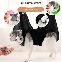 Hamac de bain pour chats en nylon résistant aux griffures avec crochets réglables pour accessoires de toilettage